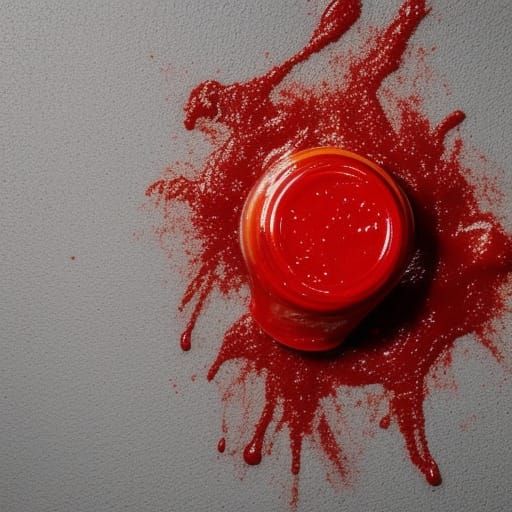 Exploding Ketchup Bottle Splatters Against Wall