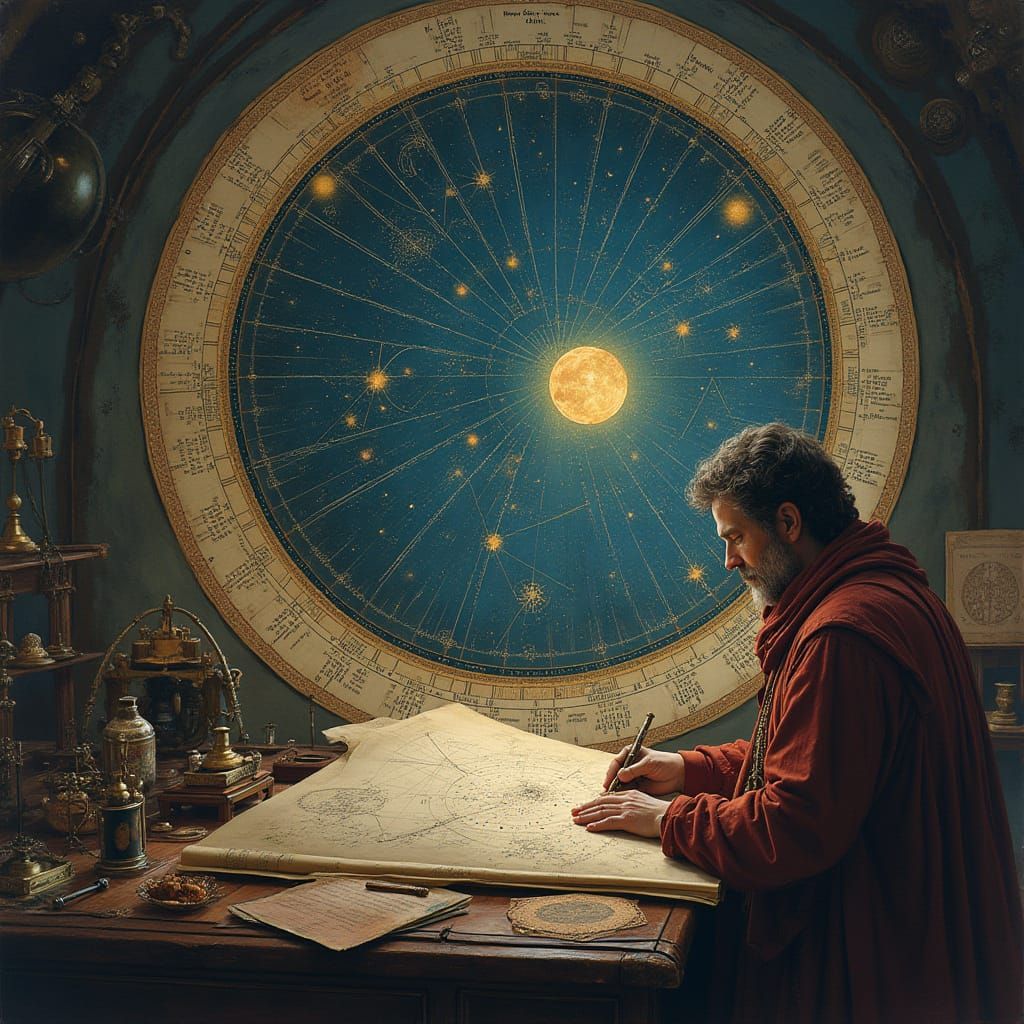 Celestial Cartographer in Hidden Observatory