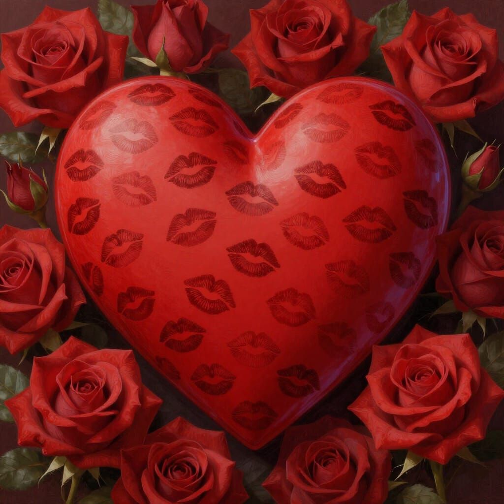 Heart Overflowing with Kisses & Roses