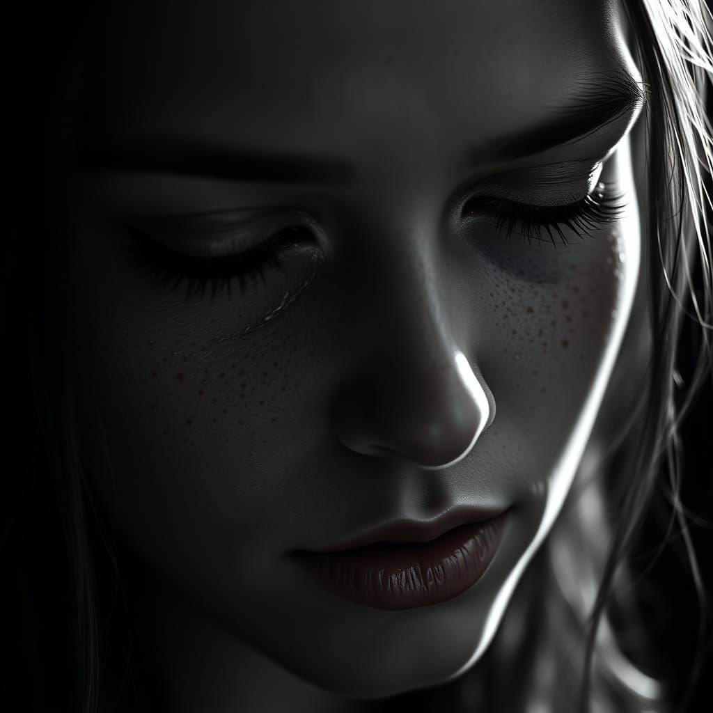 Emotional Portrait in Cinematic Black and White