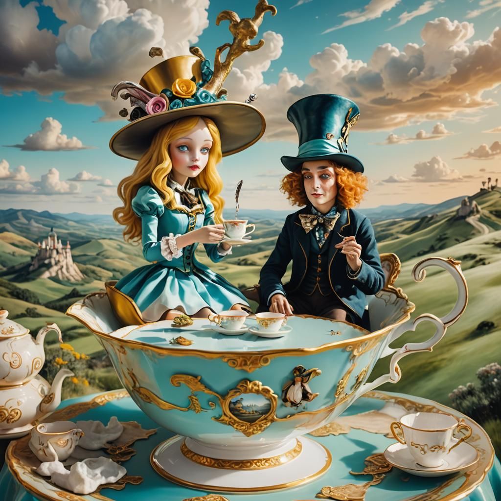 Alice in Wonderland Tea Party: Surrealist Dreamscape