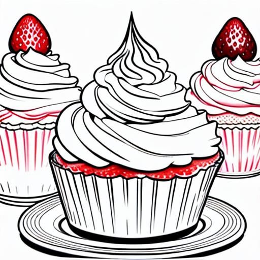 Strawberry Cheesecake Coloring Page Line Art