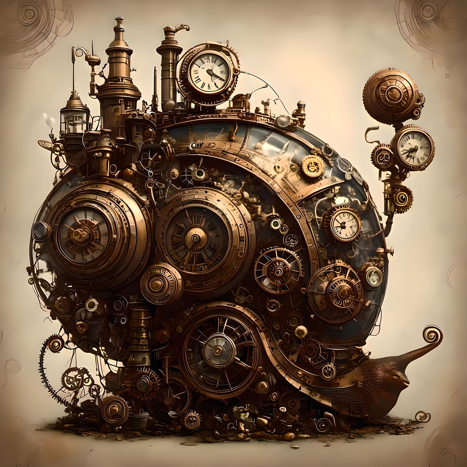 Steampunk Snail<lora:Contemporary-SP:1.0> <lora:SuperHyperre...