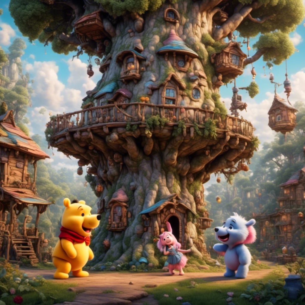 Chibi Pooh and Eeyore Chat: 3D Cartoon Disneycore