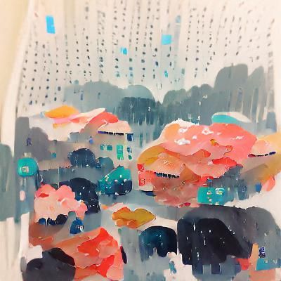 Detailed Gouache Painting of Rain