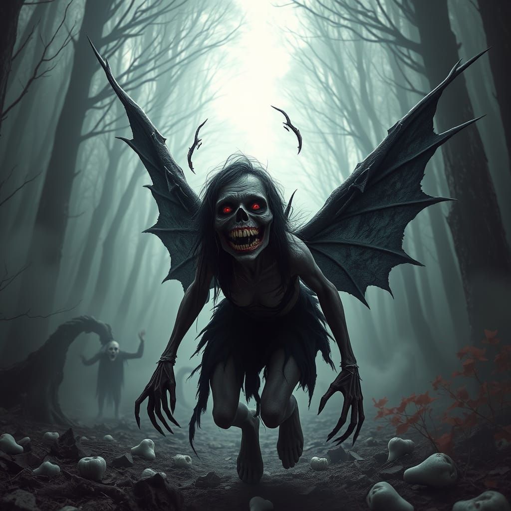 Macabre Tooth Fairy Emerges from Dark Forest