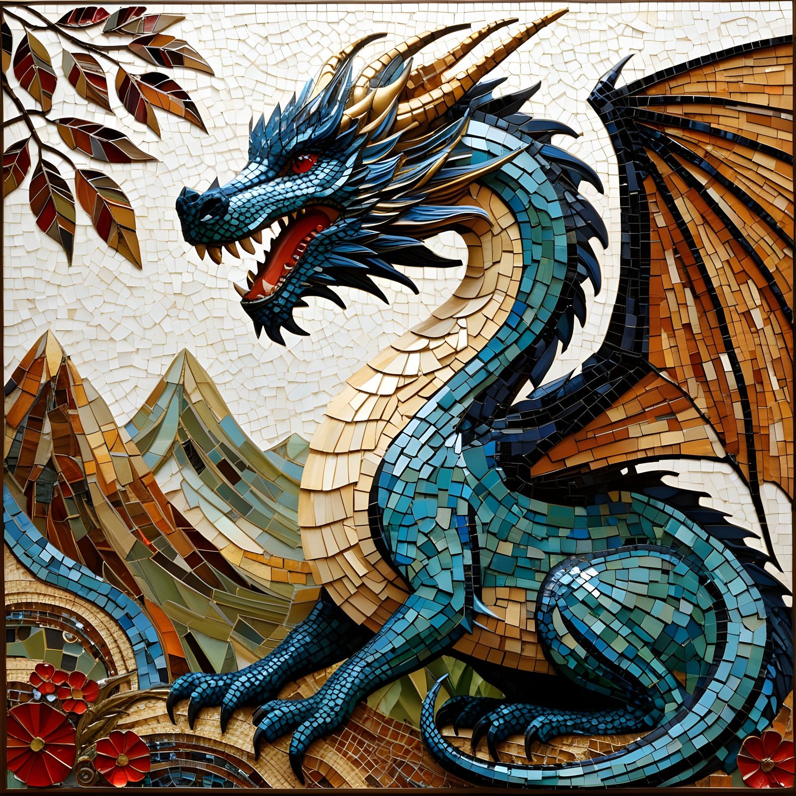 Lace Dragon Glen Mosaic Collage Art