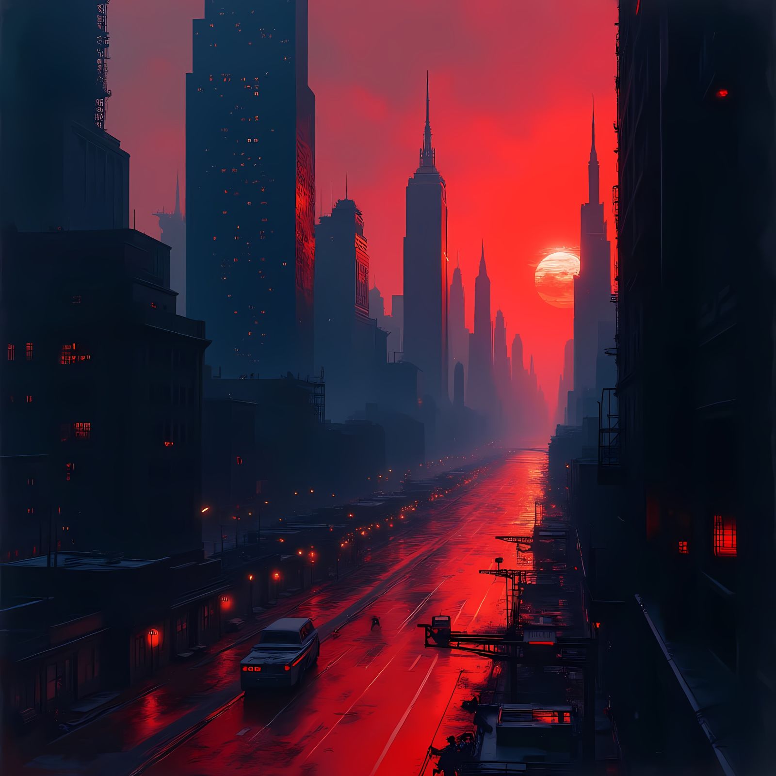 Cyberpunk Cityscape at Dusk