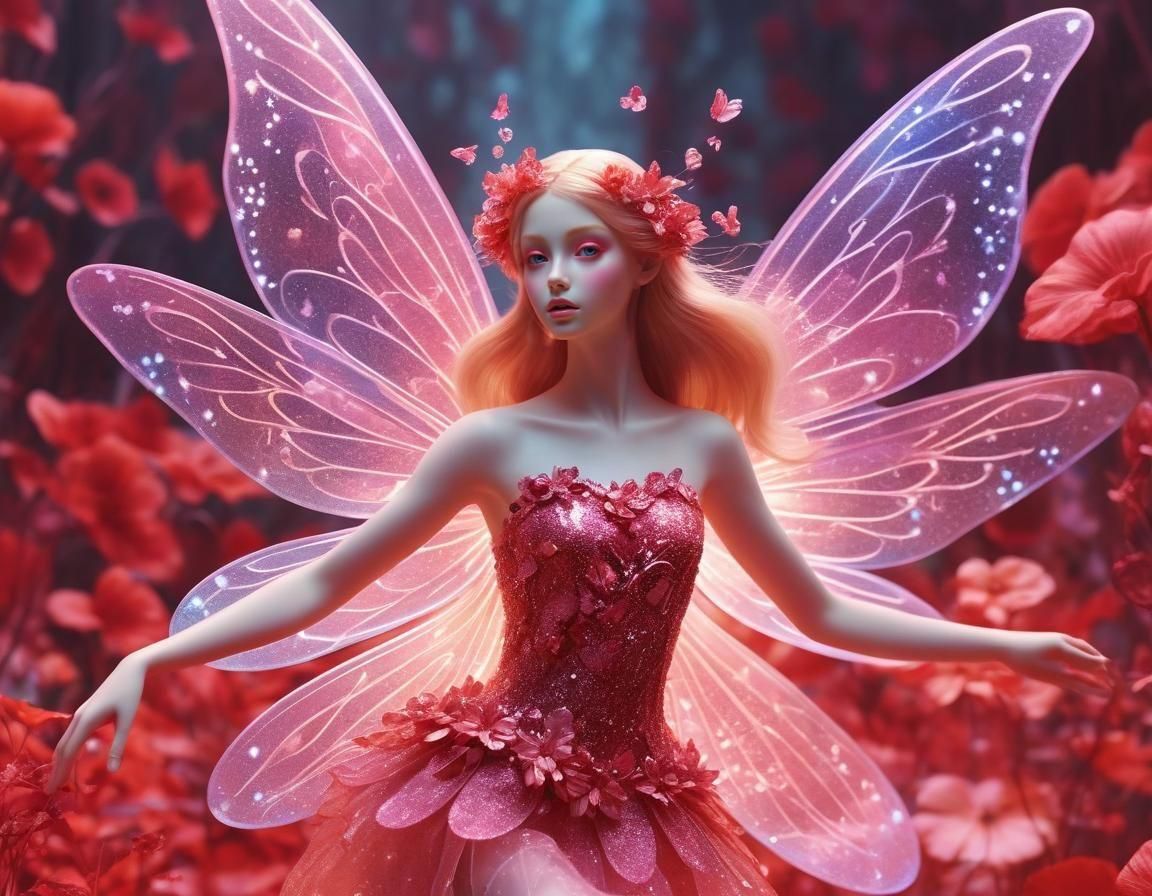 Ethereal Floral Art with Magical and Luminous Elements