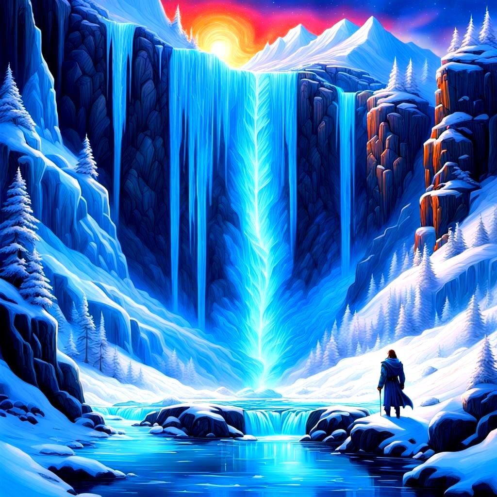 Evil Windigo in Winter Mountain Landscape