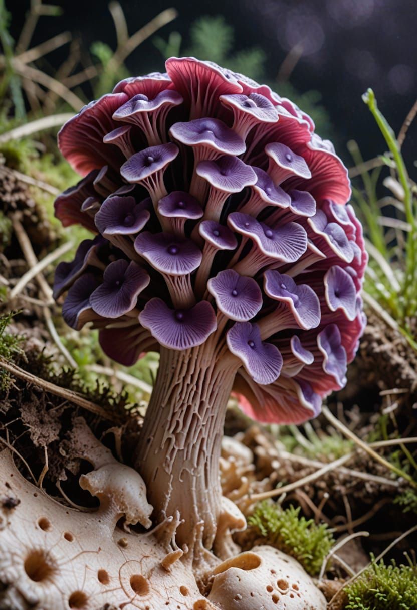Macro Photograph of Purple Cordyceps Mushroom