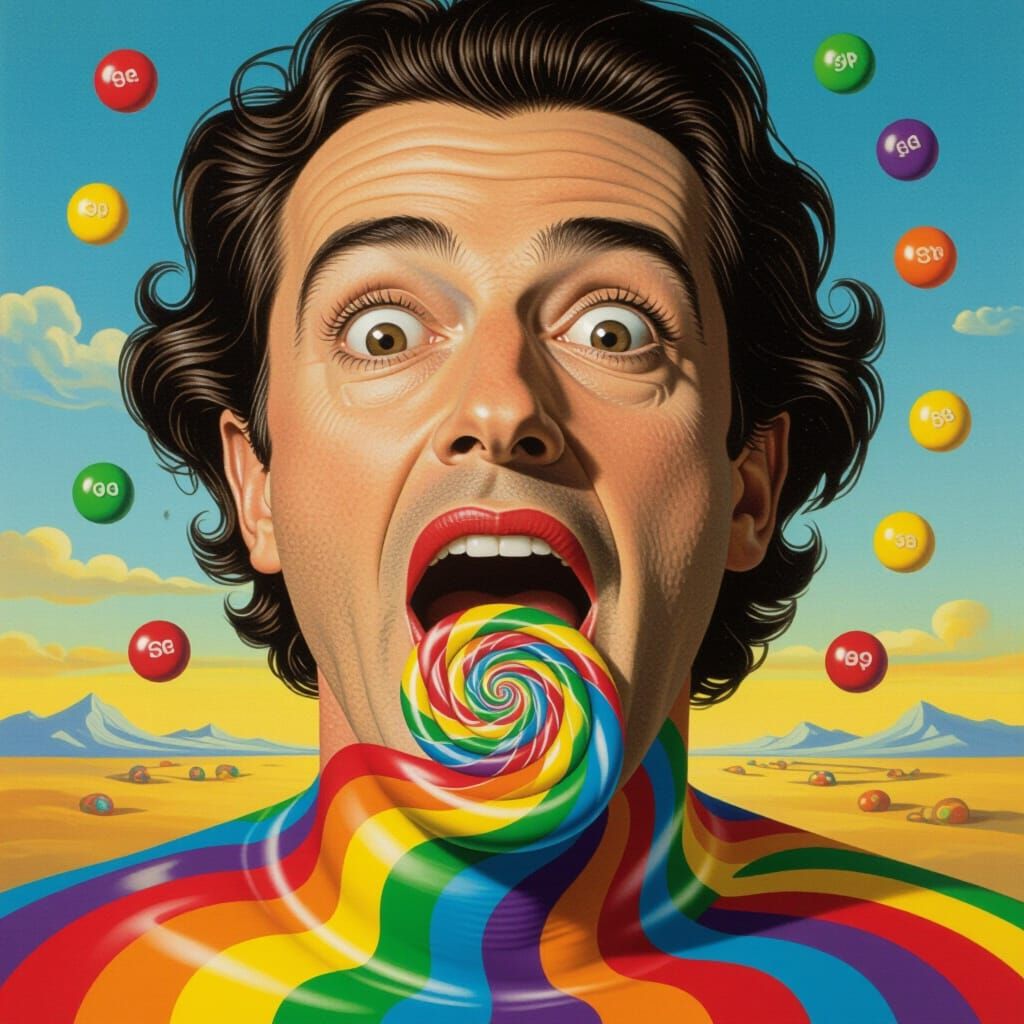 Surreal Skittles Rainbow in a Dreamlike Style