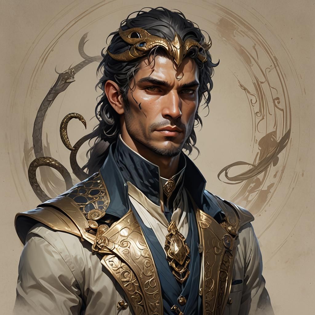 Mythical Cobra-Human Portrait in Artgerm Style