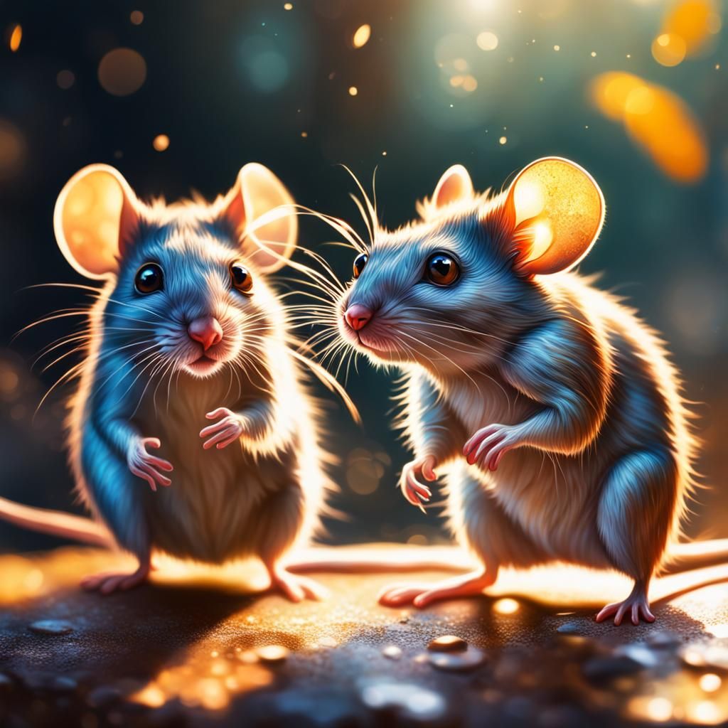 Playful Mice in Splash Art Style