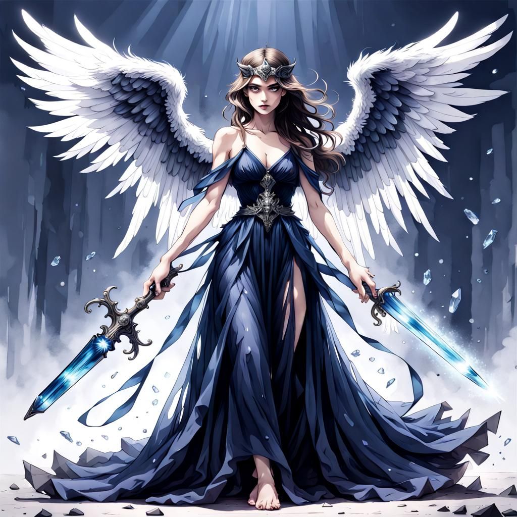 Fallen Angel Warrior with Crystal Swords