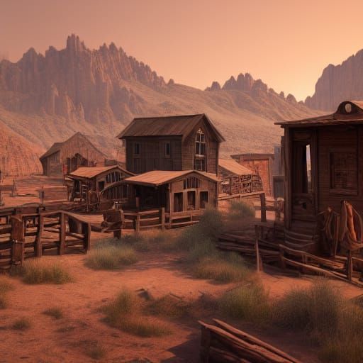 Wild West Ghost Town: Detailed Matte Painting