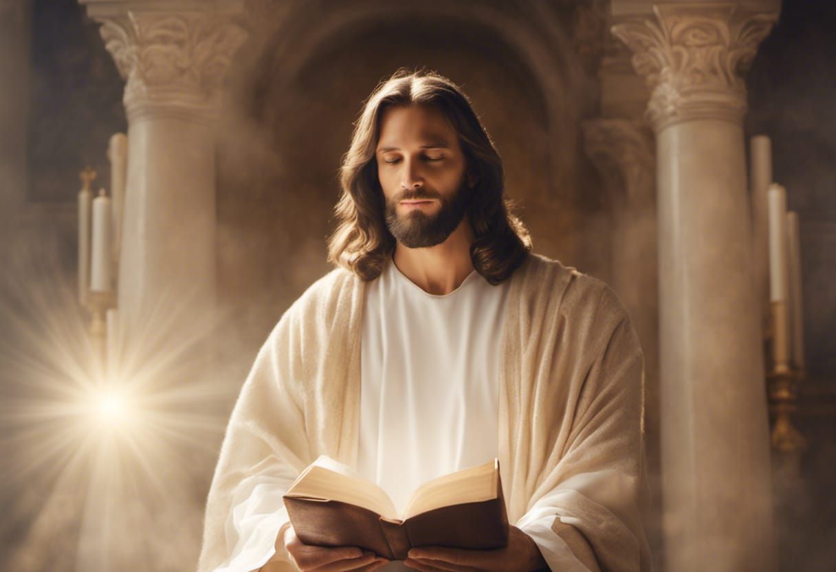 Jesus Reading Torah Scrolls in Temple