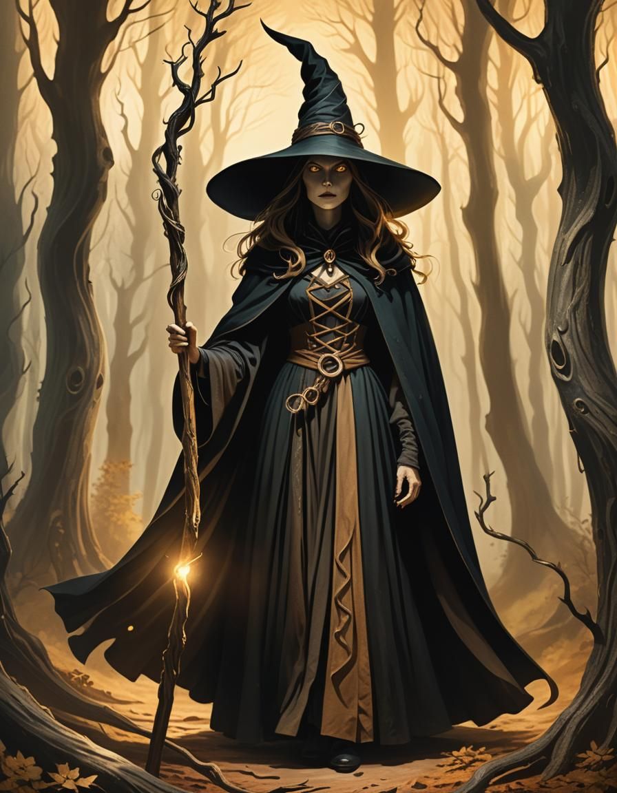 Mystical Forest Enchantress in Dark Fantasy Style