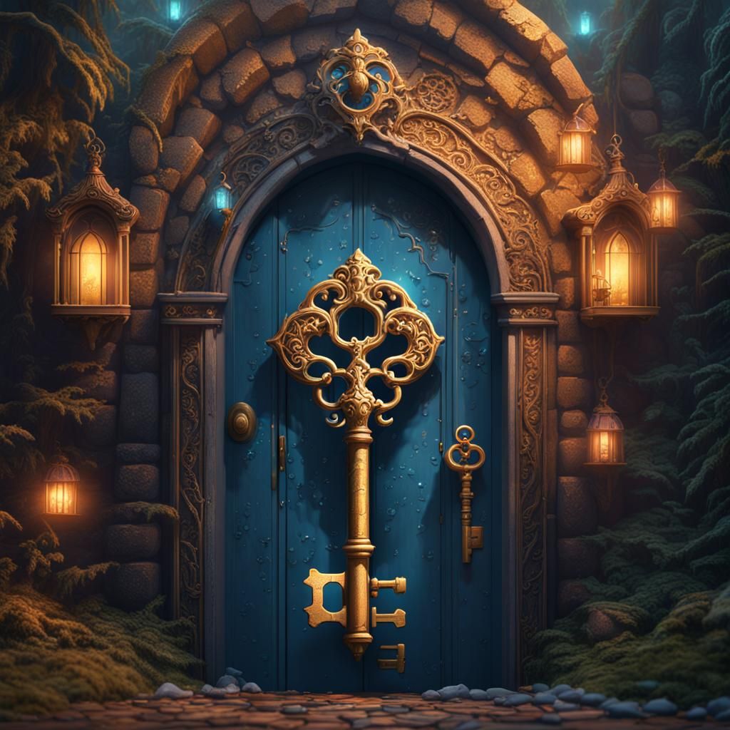 Magical Key Unlocks Door to Safety in Fantasy Art