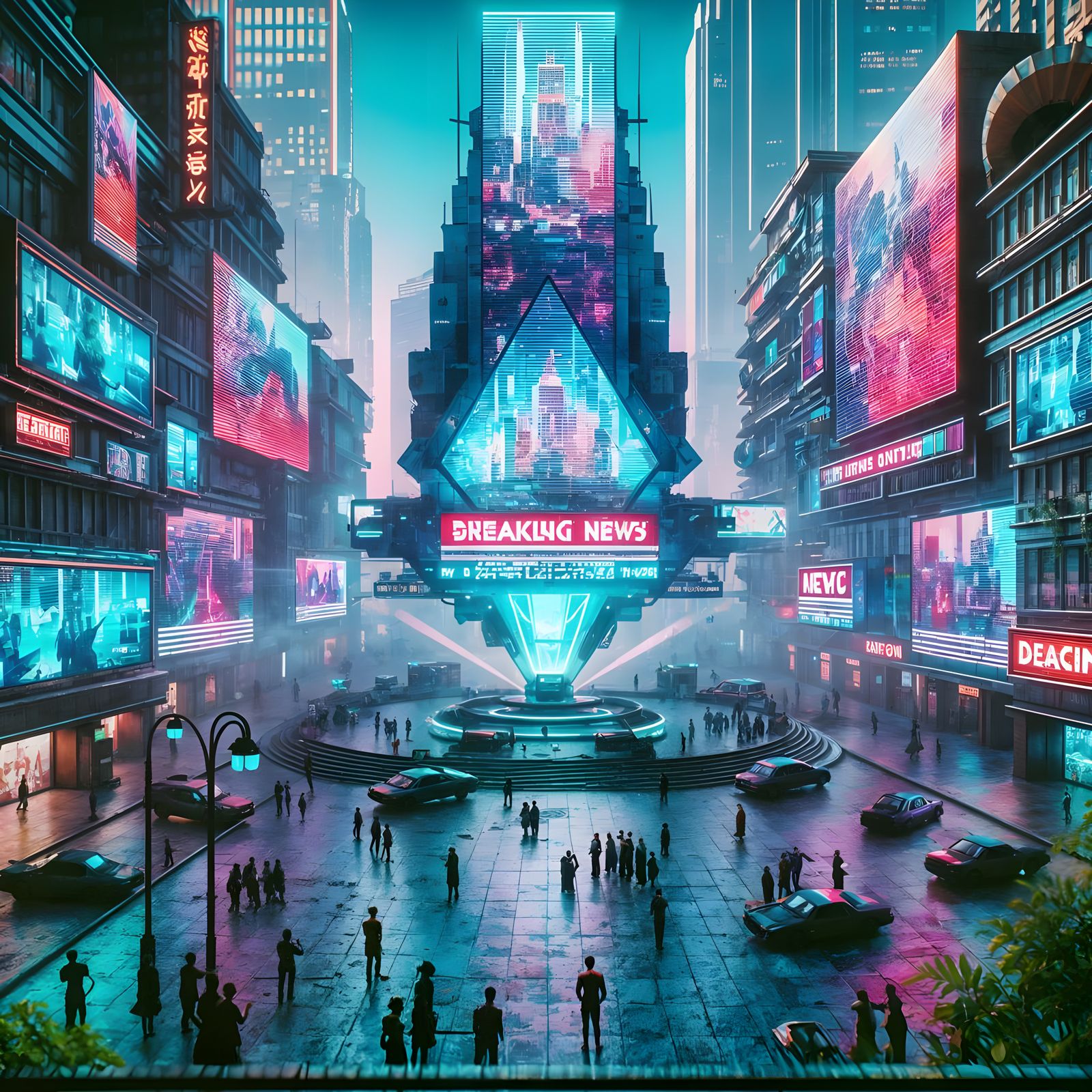 Cyberpunk Cityscape in Neon Dystopia