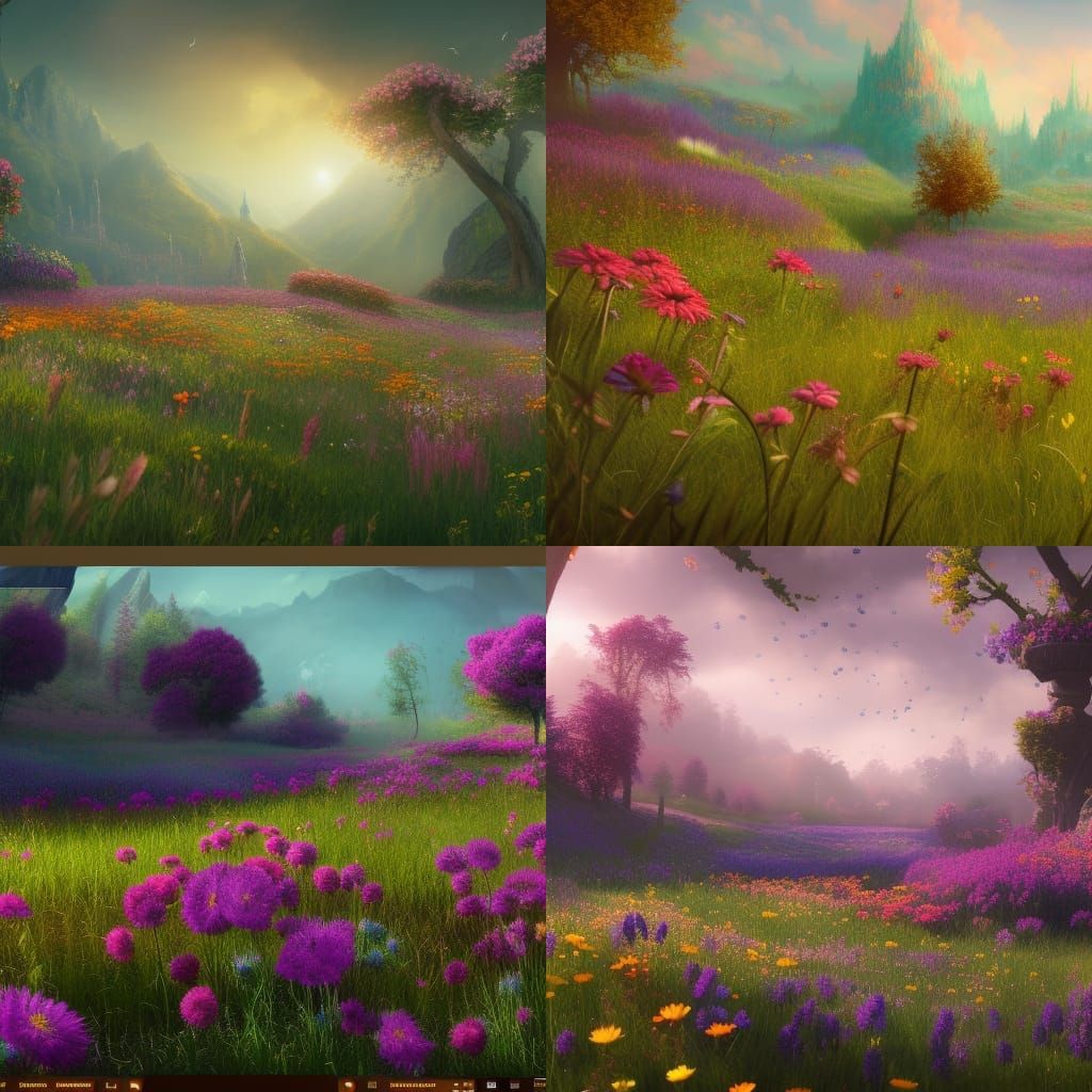 Detailed Flower Meadow Concept Art