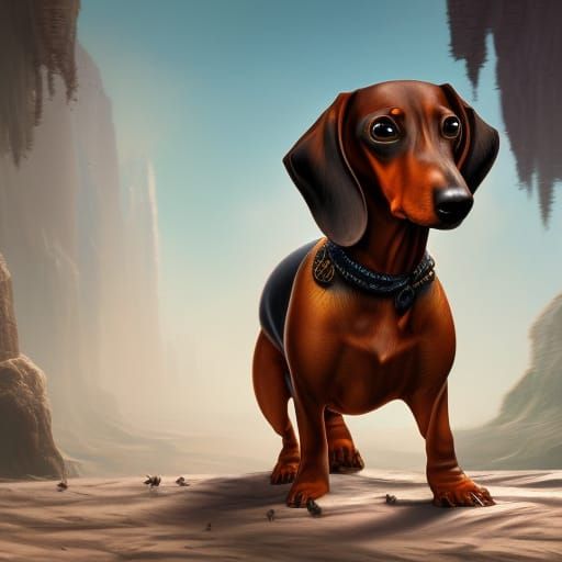 Fantastical Dachshund Painting in Deep Color