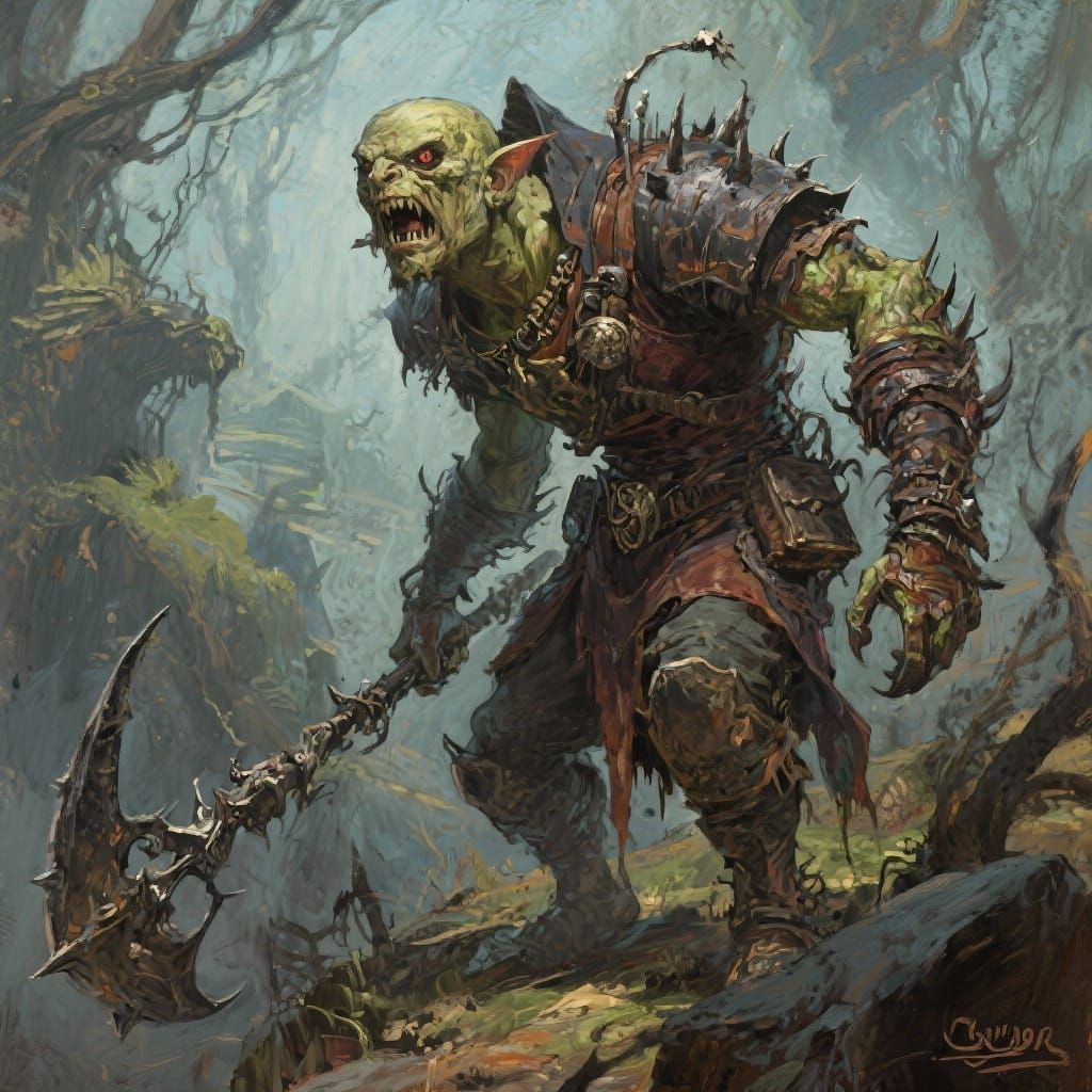 Grimdark Scene in Oil Painting Style