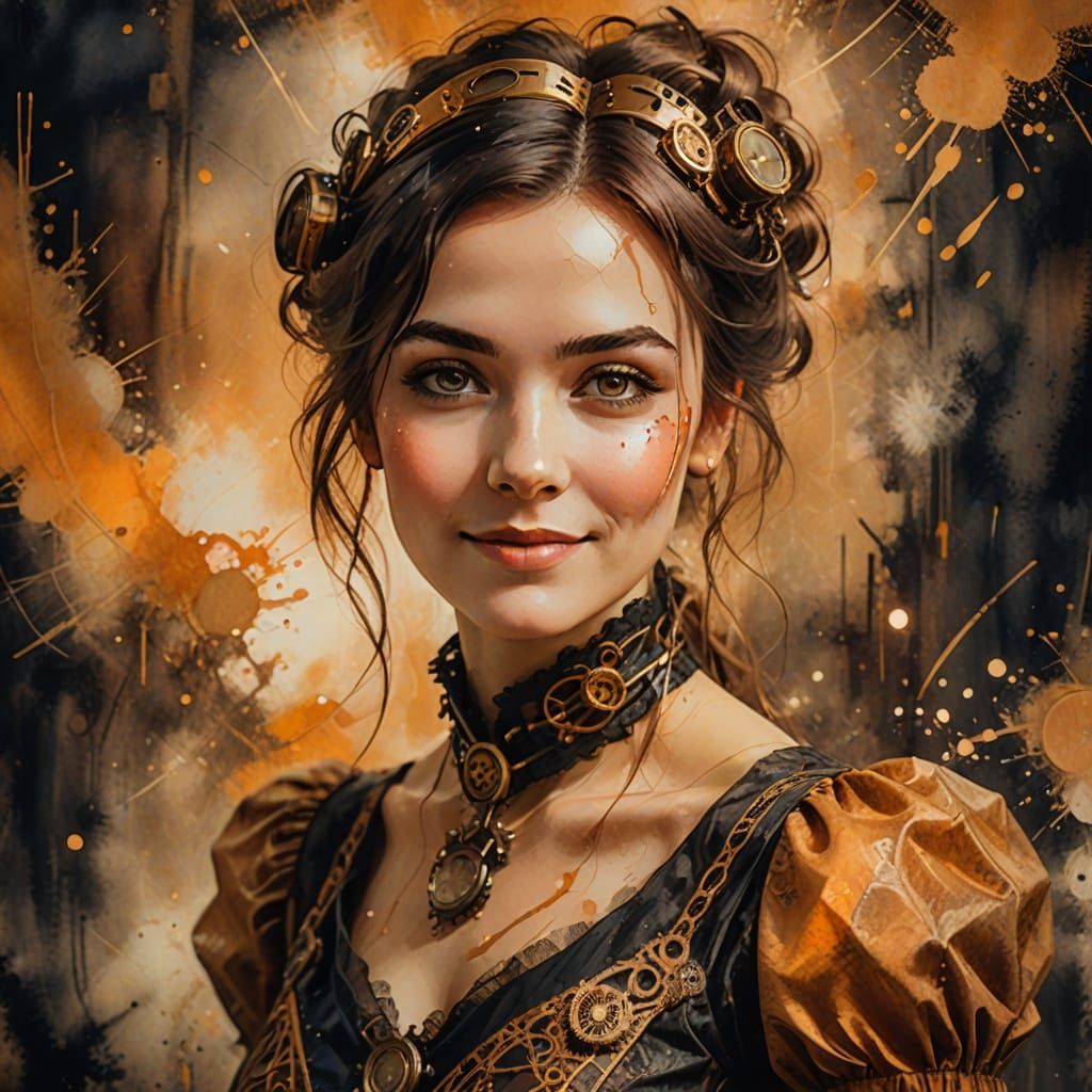Elegant Steampunk Impressionist Portrait in Soft Focus