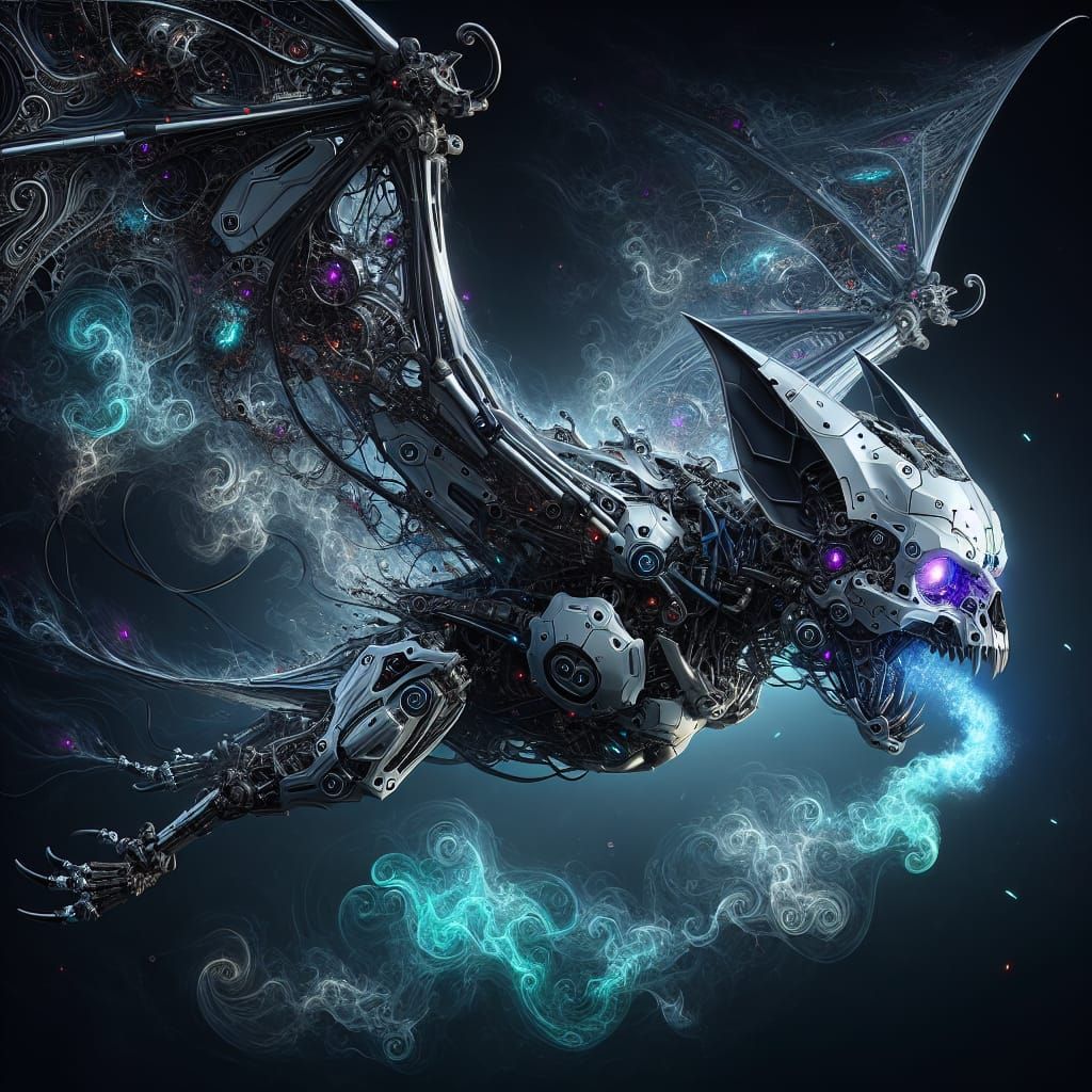 Cyborg Bat Creature in Dark Fantasy Style