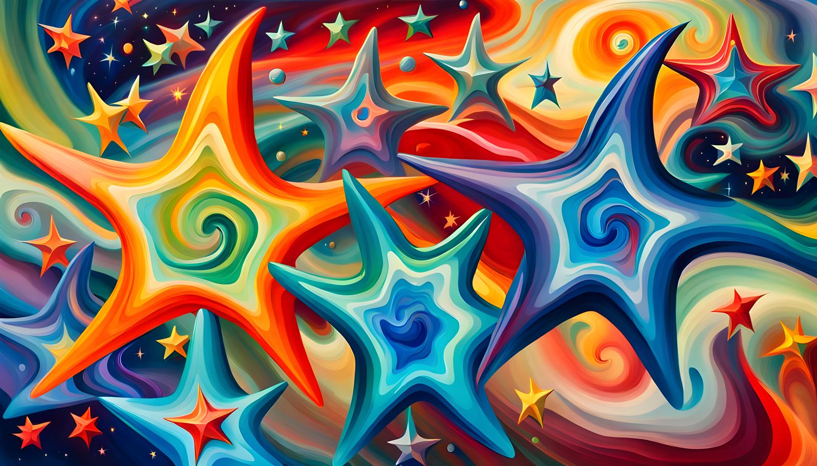 Swirling Stars Nebula in Impasto Style