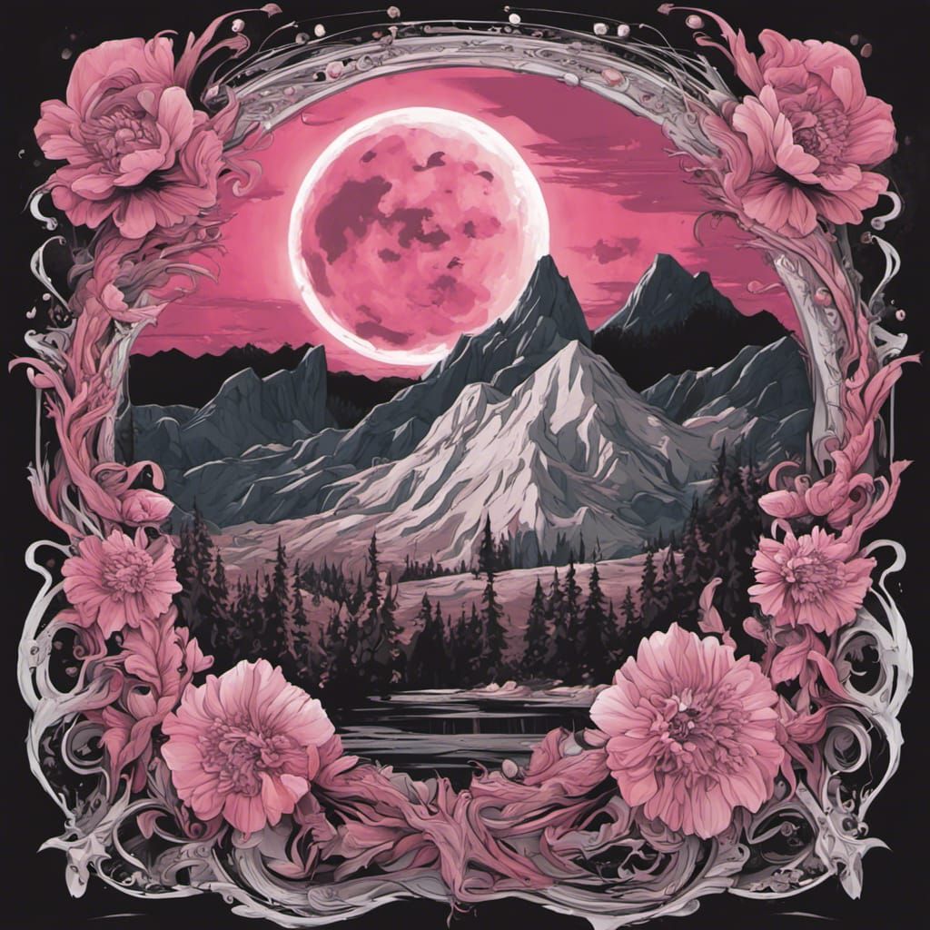 High Gothic Indian Paintbrush Flower Under Full Moon