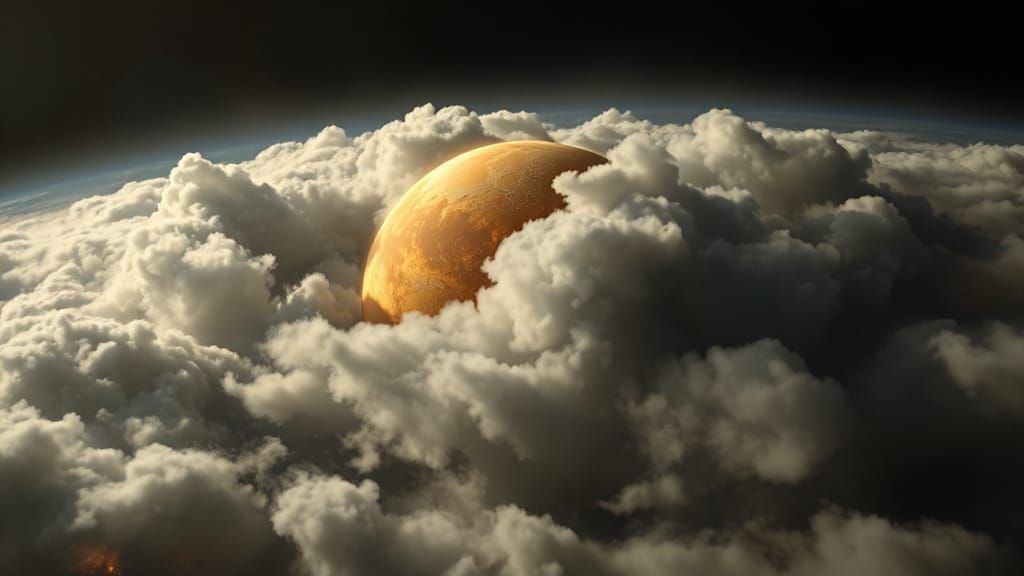 Photorealistic Venus: Swirling Clouds and Volcanic Glow