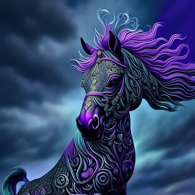 Ethereal Purple Horse of Liberty in Photorealistic Style