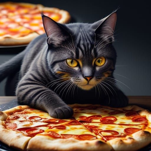 Cat's Pizza Fantasy: Detailed Matte Painting