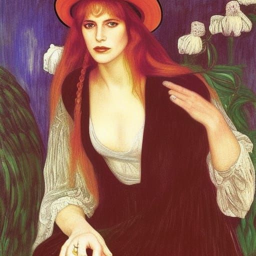 Elegant Portrait in Rossetti and Renoir Style
