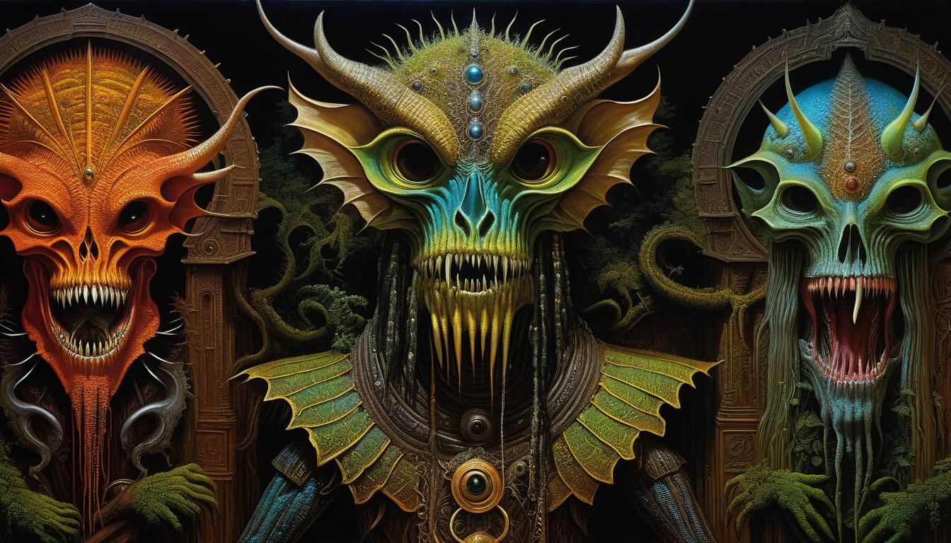 Surreal Jabberwocky in a Psychedelic Fantasy Painting