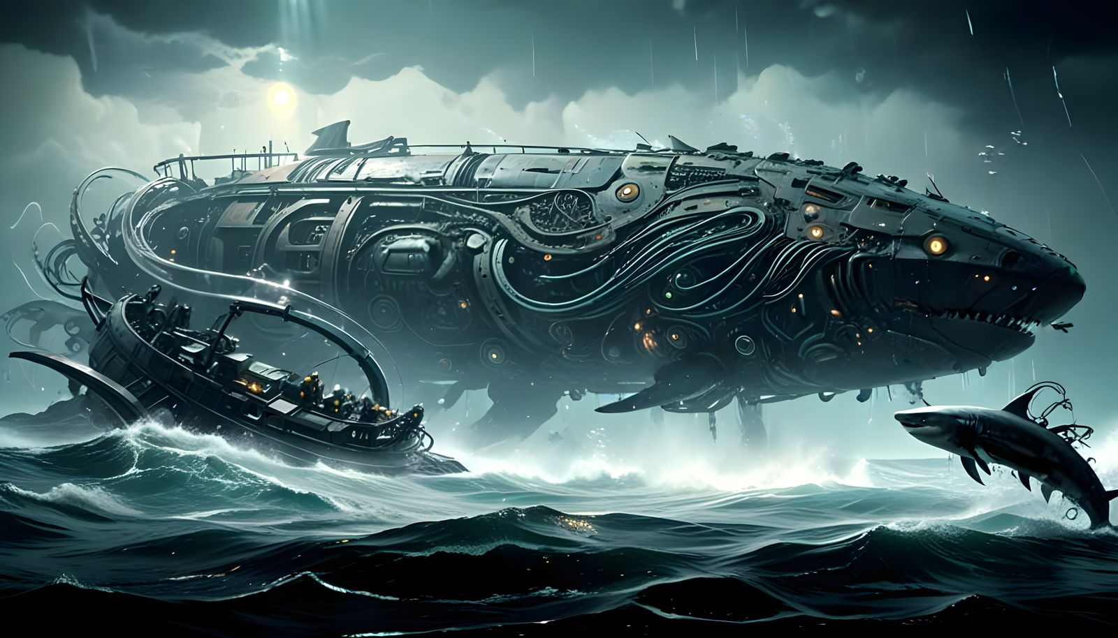 Epic Underwater Battle: Sea Creatures vs. Machines