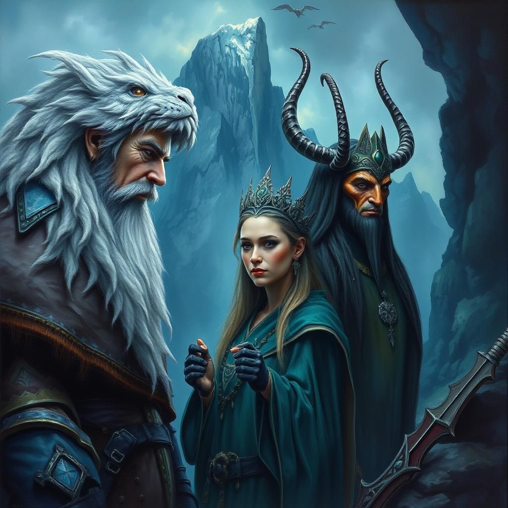 Fantasy Characters in Grimdark Storybook Illustration