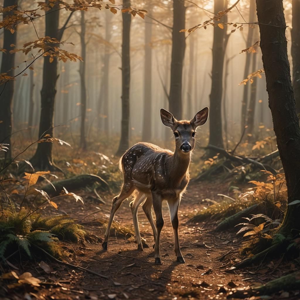 Baby Doe in Misty Forest: Cinematic Film Still