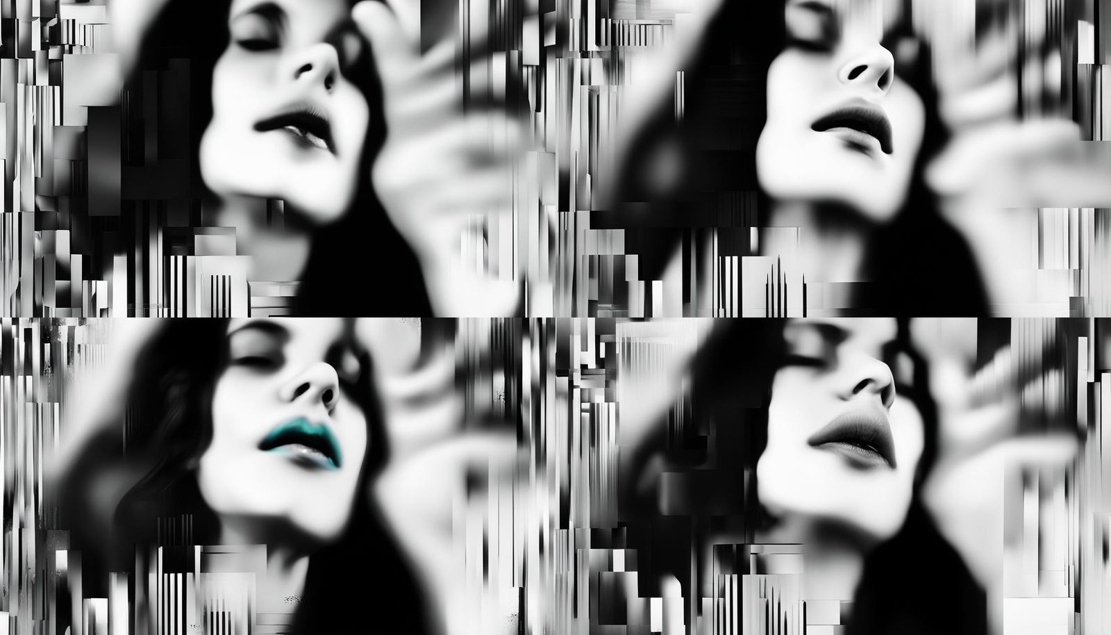 Fractured Glitchcore Face in Mixed Media Collage