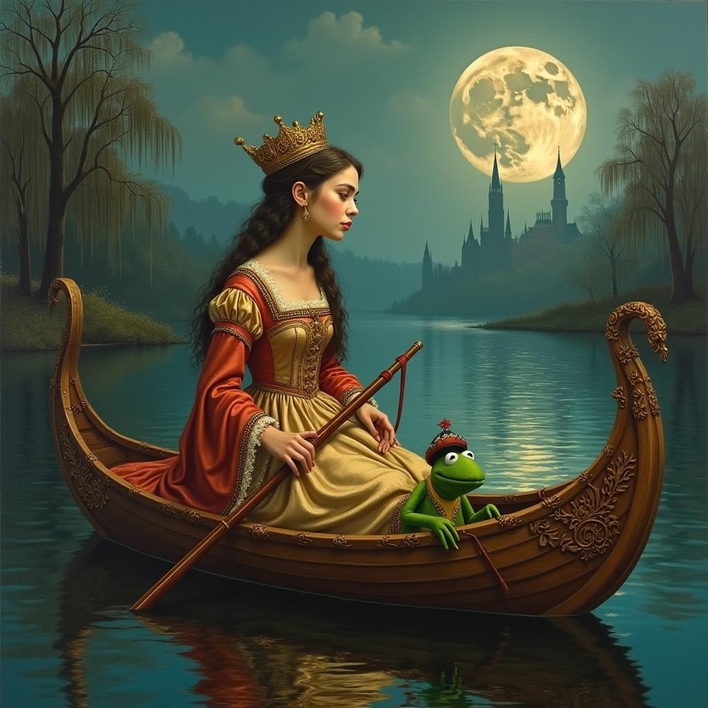 Lady of Shalott with Unexpected Guest, Renaissance Style