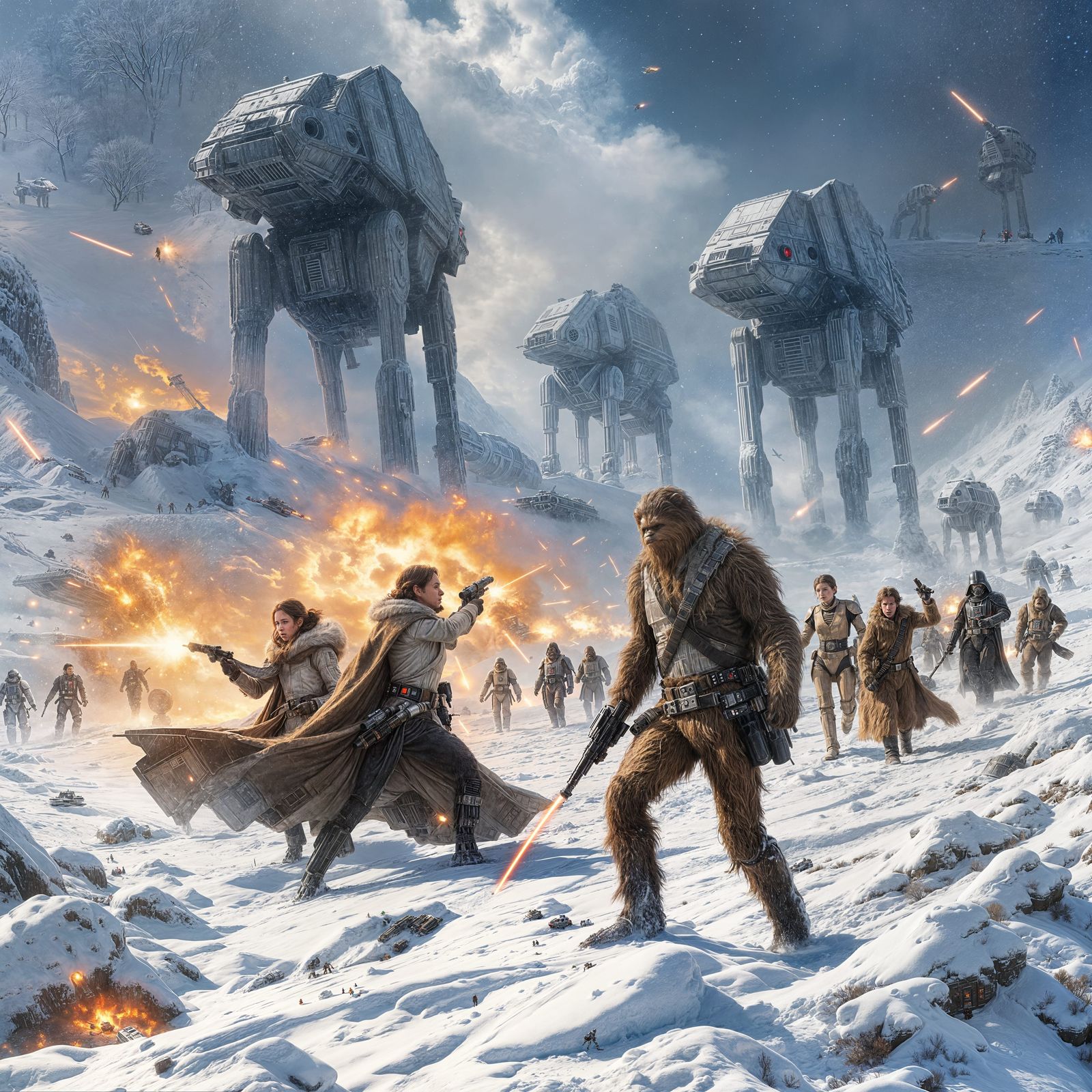 Daring Rebels Fight Imperial Forces on Snowy Hoth Battlefiel...