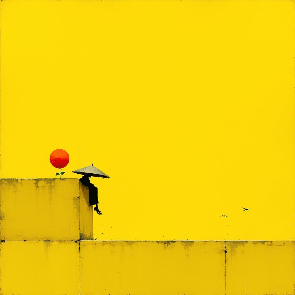 Minimalist Yellow Composition with Geometric Shapes