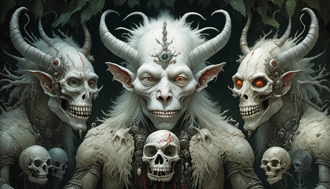Albino Devil Cryptid in Psychedelic Fantasy Style