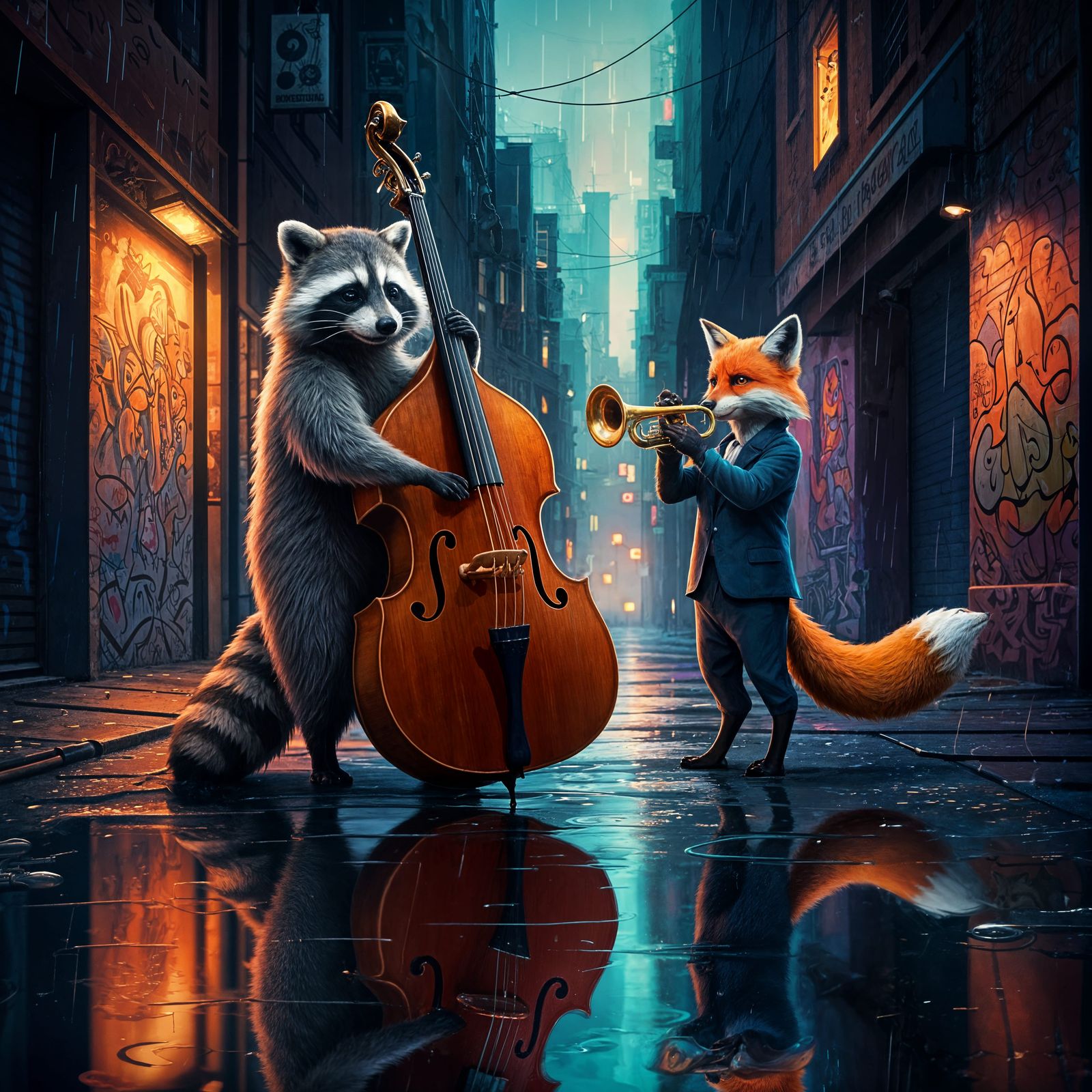 Animal Jazz Band in Neon Alley
