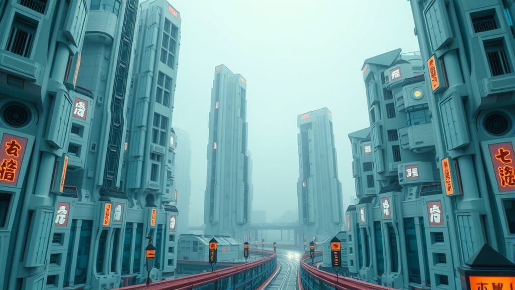 Futuristic Cityscape with Neon Skyscrapers