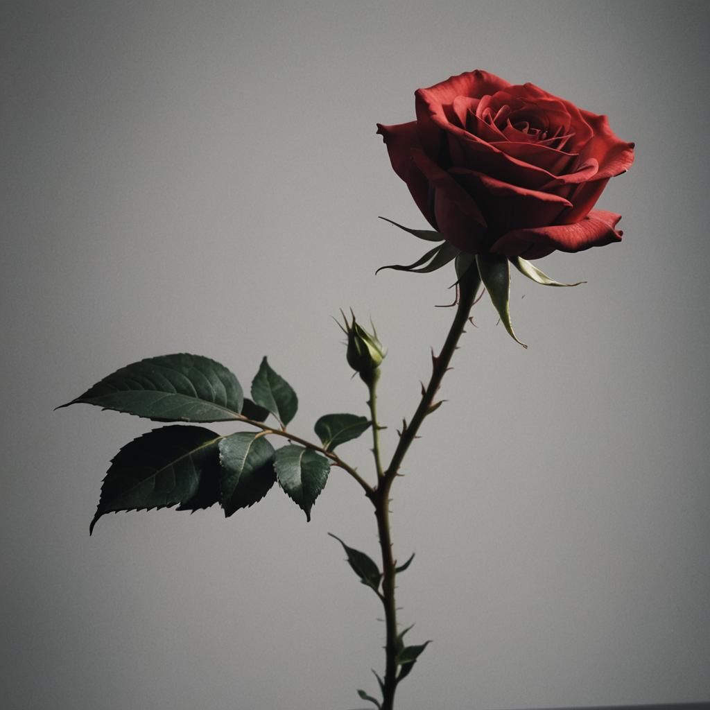 Dramatic Red Rose in Cinematic Lighting