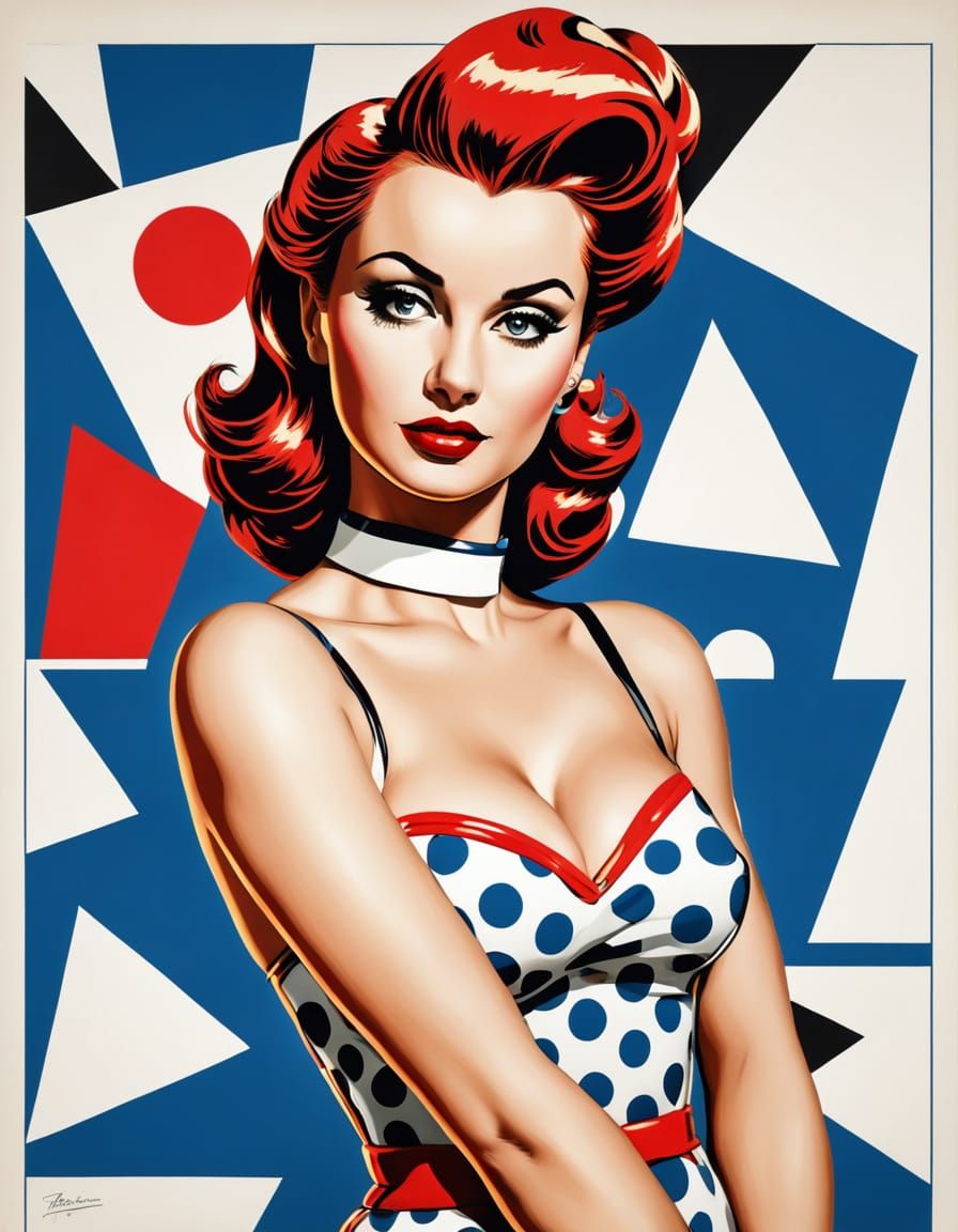 Retro Pinup Model in Comic Book Style