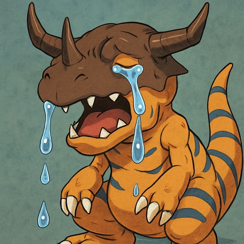 Greymon Crying: A Moment of Digital Sadness