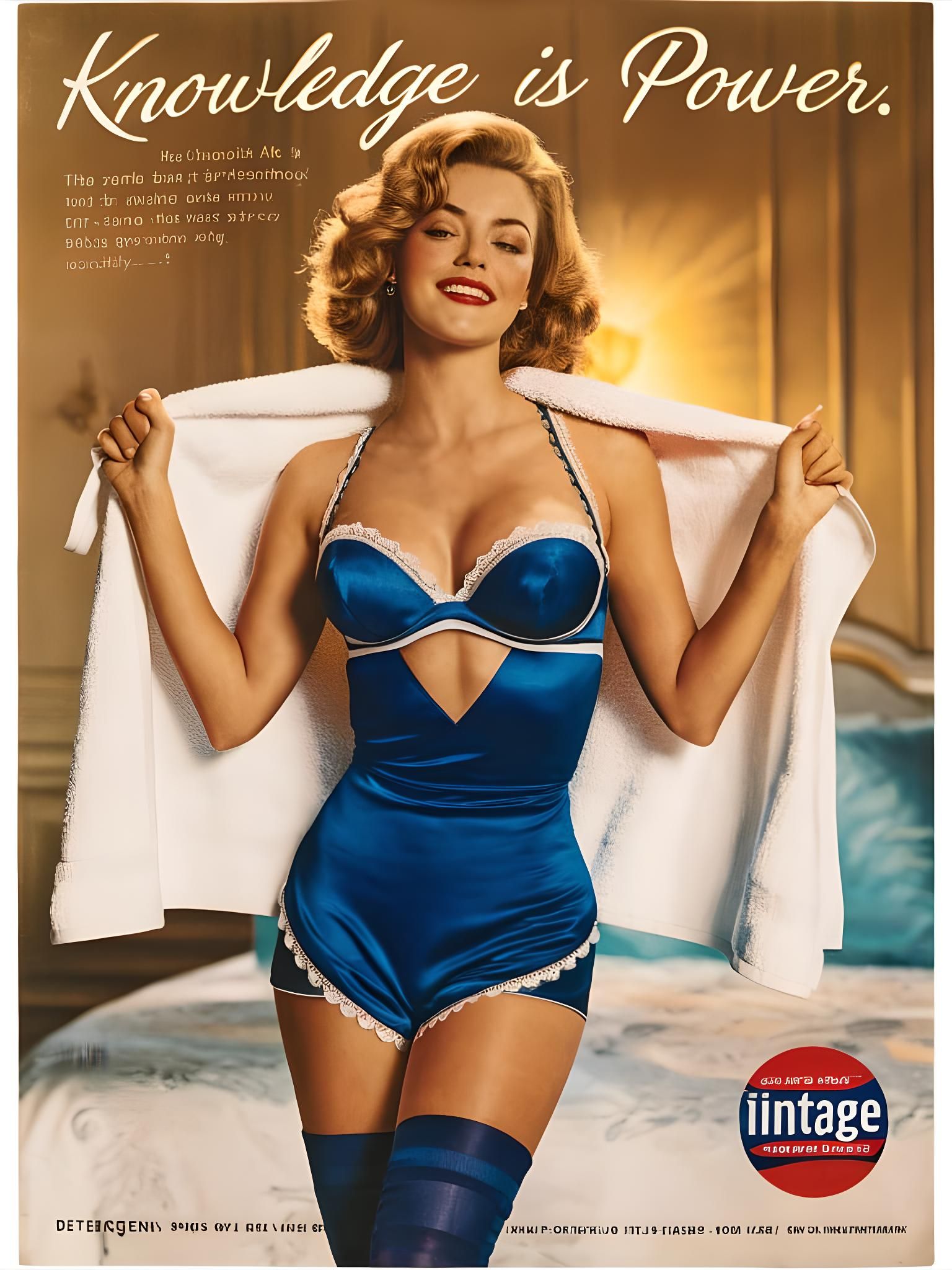 Vintage 1960s Detergent Ad with Woman in Negligee